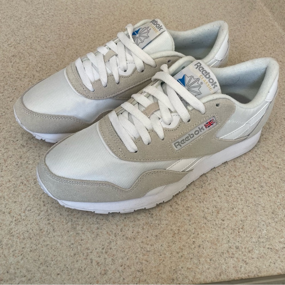 Men’s White Reebok Classic Nylon Sneakers